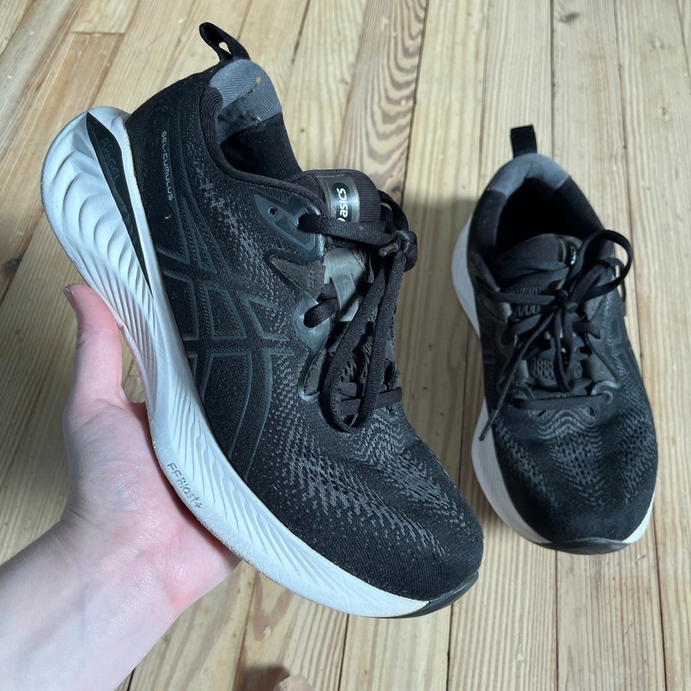 Asics Gel-Cumulus 25 Running Shoes Womens 9.5 Black White FF Blast+ PureGEL